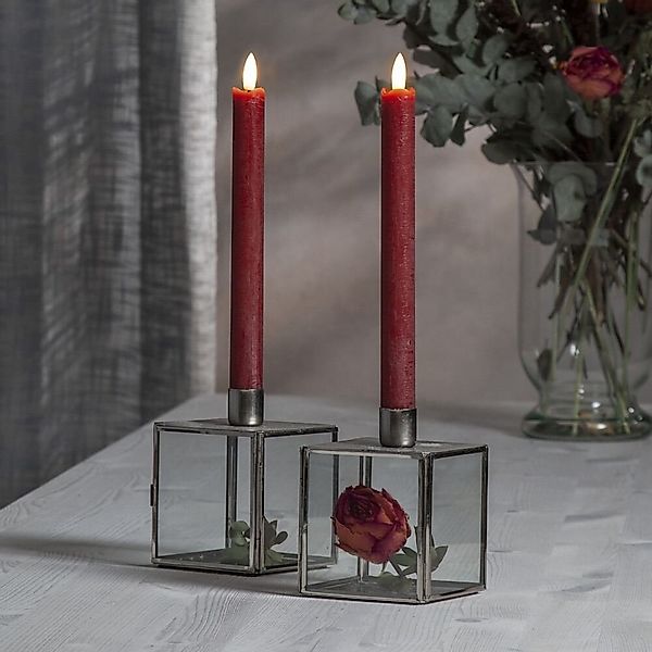 STAR TRADING LED-Kerze Flamme (Set, 2-tlg), 2 LED Stabkerzen rot 25cm Echtw günstig online kaufen