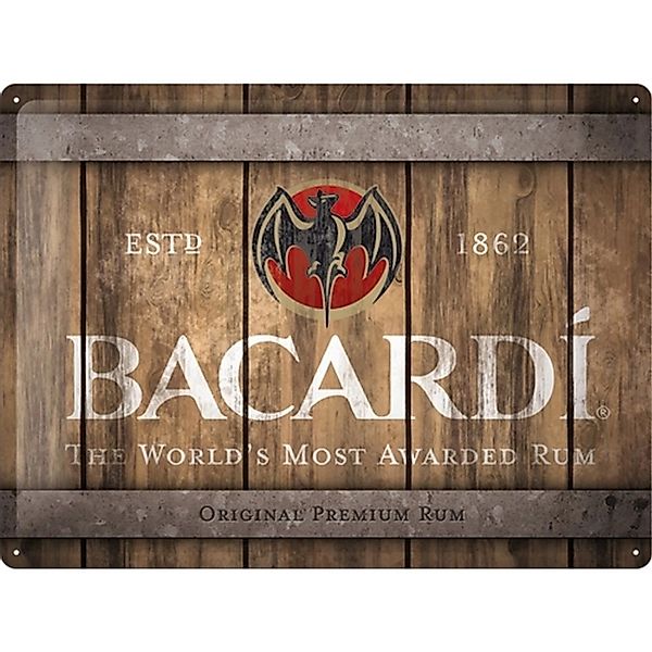 Nostalgic-Art Blechschild 30 x 40 cm - Bacardi - Wood Barrel Logo günstig online kaufen