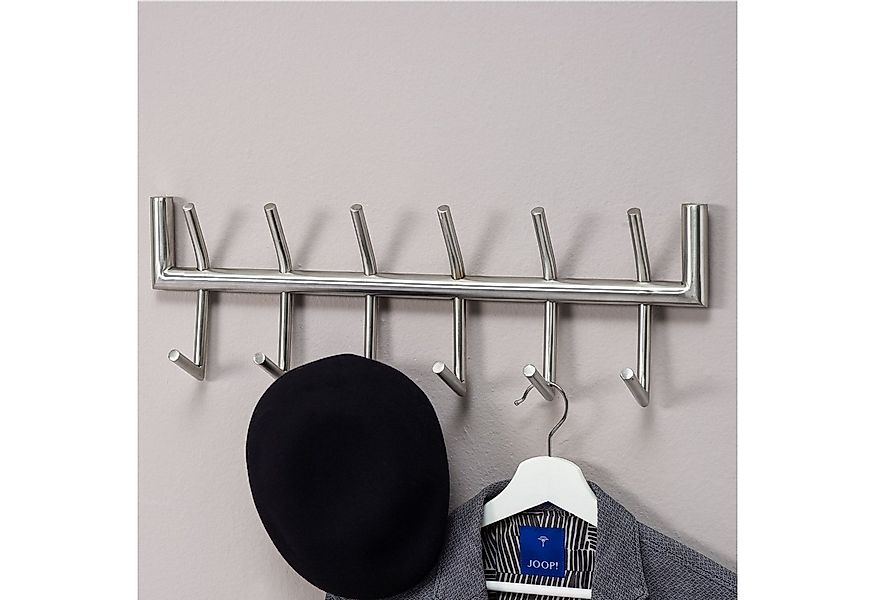 FINEBUY Wandgarderobe Garderobe Metall 60 cm Silber Flur Hakenleiste Paneel günstig online kaufen