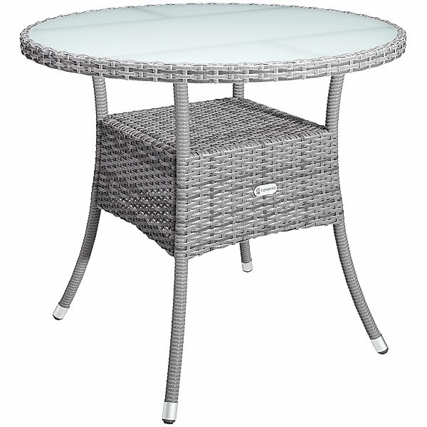 Polyrattan Tisch Grau Ø80cm günstig online kaufen