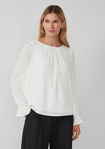 s.Oliver Langarmbluse Bluse Festliche Bluse mit Plissee-Ärmeln günstig online kaufen