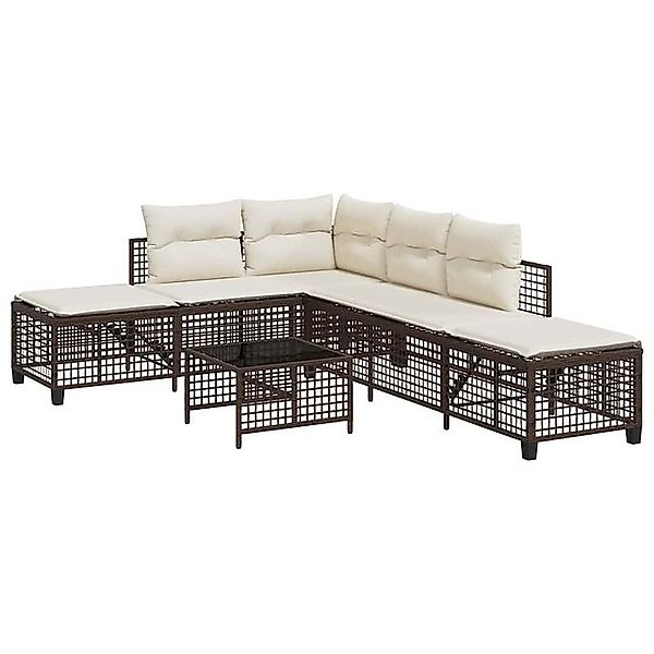 vidaXL Loungesofa 3-tlg. Garten-Ecksofa-Set mit Kissen Braun Poly Rattan, 1 günstig online kaufen