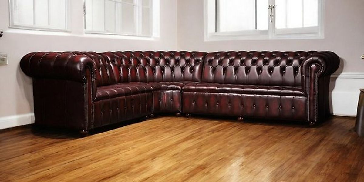 JVmoebel Ecksofa Chesterfield Ledersofa Sofa Polster Eck Sitz Garnitur Corn günstig online kaufen