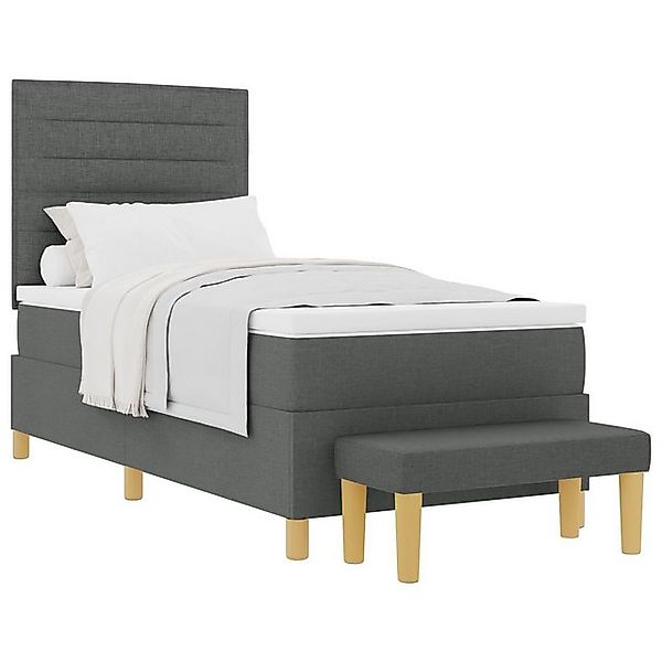 vidaXL Bett Boxspringbett mit Matratze & Bank Dunkelgrau 90x200 cm Stoff (2 günstig online kaufen