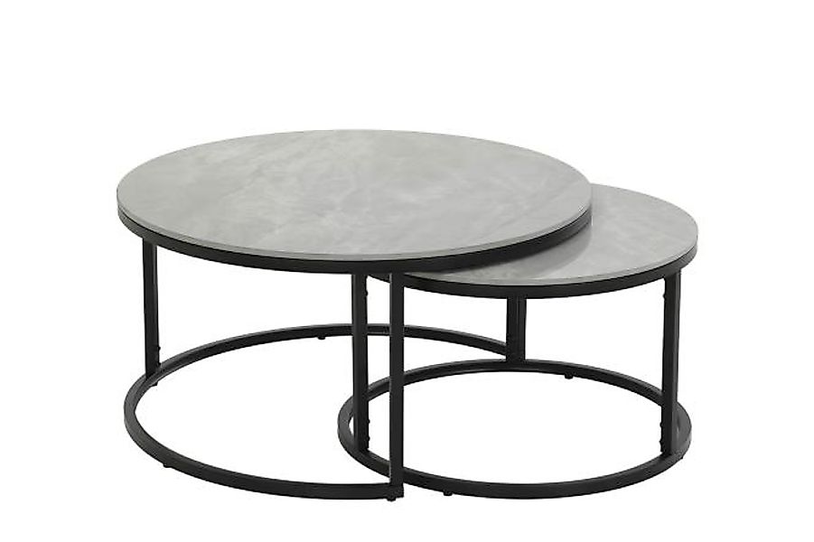 Couchtisch 2er Set Marmoroptik Grau / Schwarz günstig online kaufen