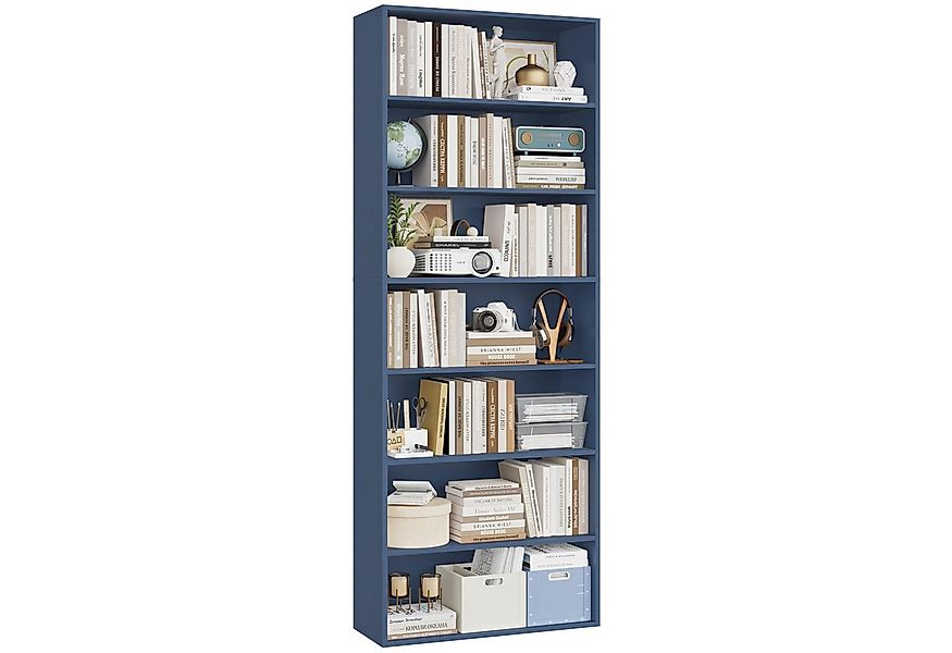 Homfa Bücherregal, 210cm Standregal, Bücherschrank mit 7 Fächern, blau günstig online kaufen