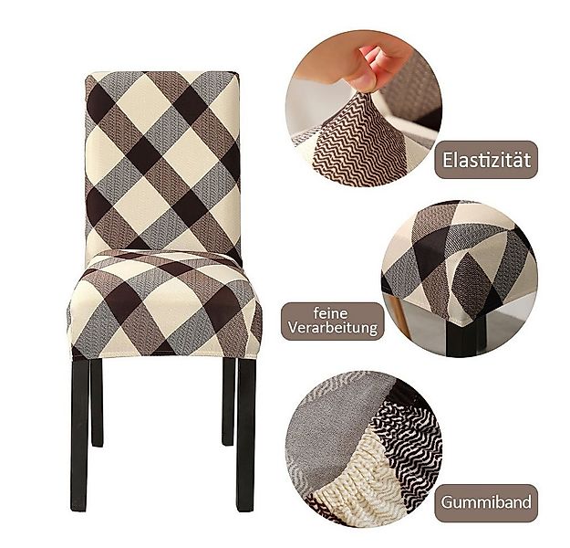 Vivi Idee Stuhlbezug Stuhlhussen 4/6er Set Spannbezug für Esszimmerstühle S günstig online kaufen