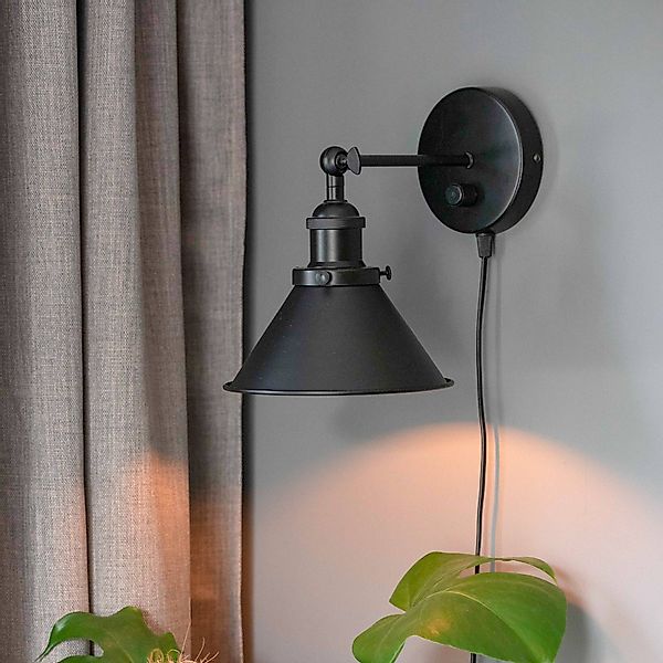PR Home Anton Wandlampe mit Stecker, Breite 17 cm, schwarz günstig online kaufen