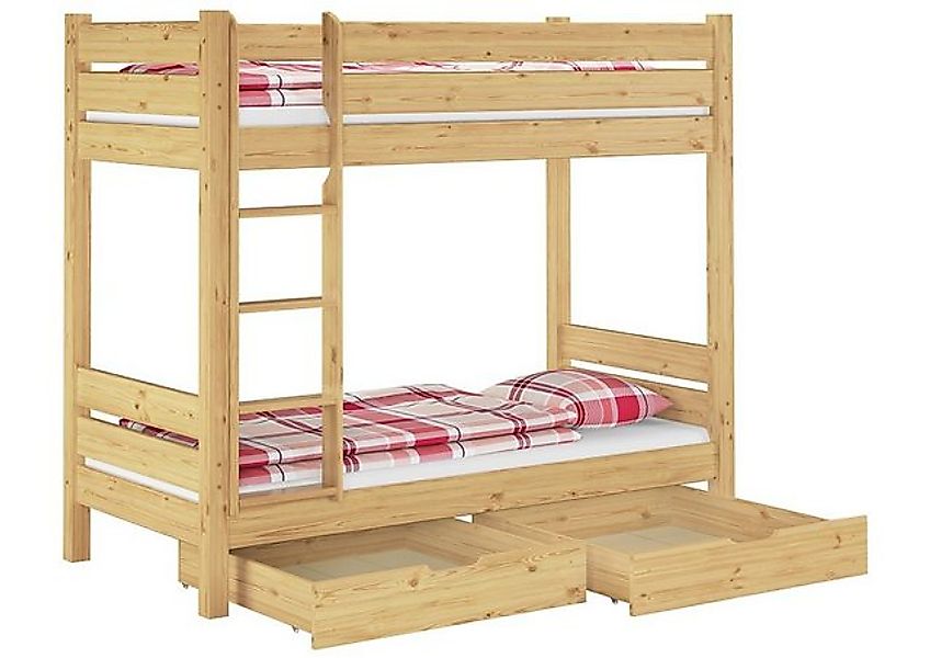 ERST-HOLZ Etagenbett Etagenbett aus Kiefer natur 2 Rollroste 2 Matratze 2 B günstig online kaufen