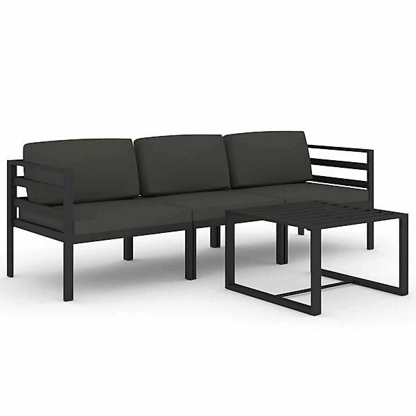Vidaxl 4-tlg. Garten-lounge-set Mit Kissen Aluminium Anthrazit günstig online kaufen