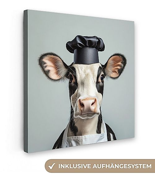 OneMillionCanvasses® Leinwandbild Kuh - Schwarz - Weiß - Koch, Fotodruck (1 günstig online kaufen