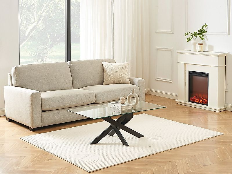 Couchtisch - Sicherheitsglas & schwarzes Metall - Transparent - COSIMA günstig online kaufen