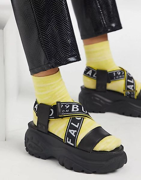 Buffalo – Klobige Sandalen aus schwarzem Leder günstig online kaufen