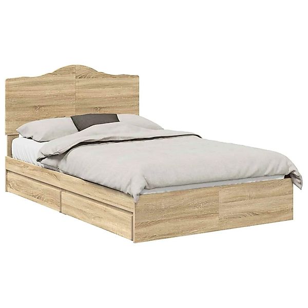 vidaXL Stauraumbett Sonoma-Eiche 120 x 190 cm Holzwerkstoff 3413529 günstig online kaufen