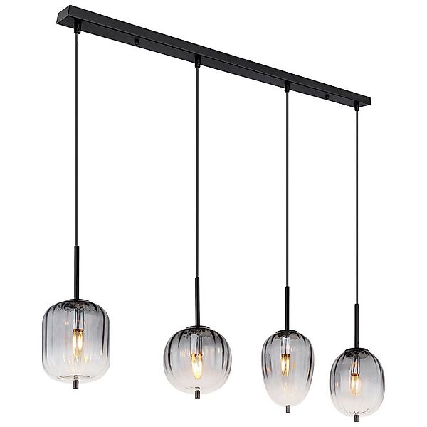 GLOBO Pendelleuchte mattschwarz Metall Glas B/H/T: ca. 18,5x120x110 cm 4.0 günstig online kaufen