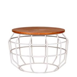 Wohnzimmer Tisch aus Mangobaum Massivholz und Metall Weiß günstig online kaufen