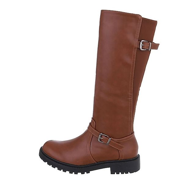 Ital-Design Damen Freizeit Stiefel Blockabsatz Klassische Stiefel in Camel günstig online kaufen