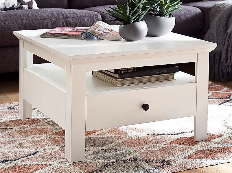trendteam Couchtisch Couchtisch Baxter, Landhausstil, weiß, 70x70 cm (no-Se günstig online kaufen