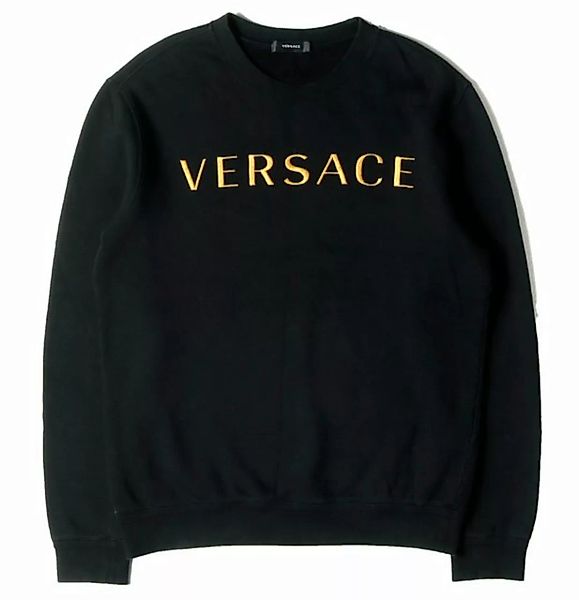 Versace Sweatshirt Sweatshirt Brushed Embroidery Logo Gold Sweater Pullover günstig online kaufen
