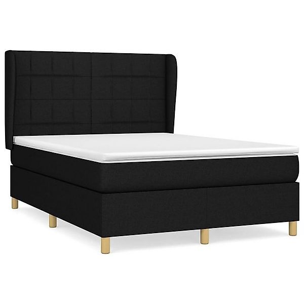 vidaXL Boxspringbett, Boxbett mit Matratze Schwarz 140x200 cm Stoff günstig online kaufen