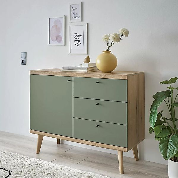 Sideboard Wohnzimmer in Eiche mit grün AVEZZANO-61 Modern günstig online kaufen