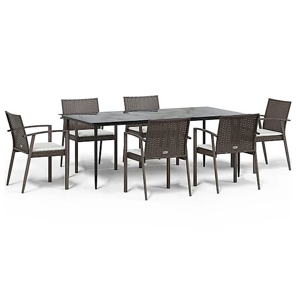vidaXL 7-Tlg Garten-Essgruppe mit Kissen Poly Rattan und Stahl 3186981 günstig online kaufen