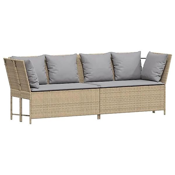 vidaXL Gartensofa mit Kissen Beige Poly Rattan 4104126 günstig online kaufen