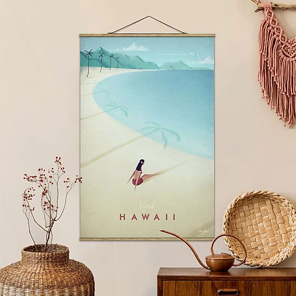 Stoffbild mit Posterleisten - Hochformat Reiseposter - Hawaii günstig online kaufen