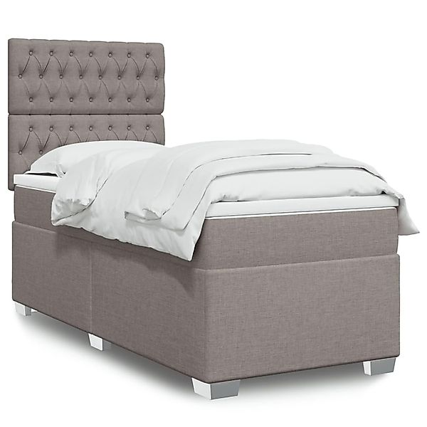 vidaXL Boxspringbett mit Matratze Taupe 100x200 cm Stoff 3292710 günstig online kaufen