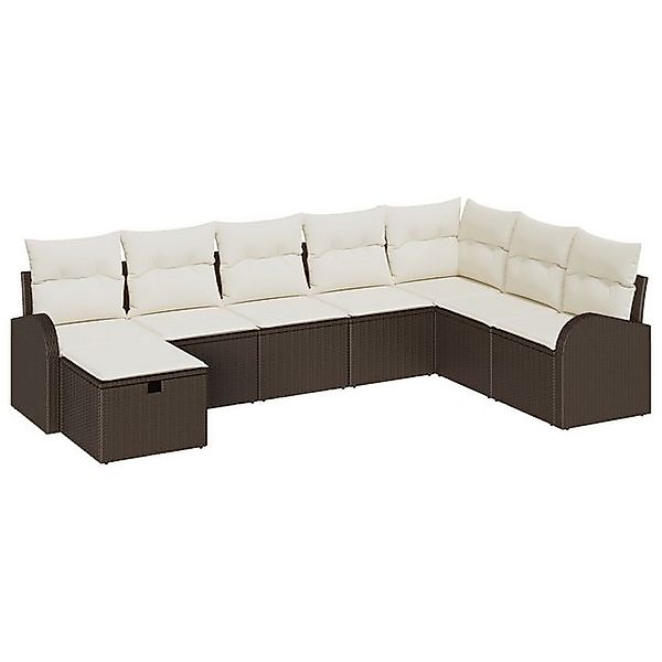 vidaXL Loungesofa 8-teilige Garten-Sofa-Set mit Kissen Braun Poly Rattan, 8 günstig online kaufen