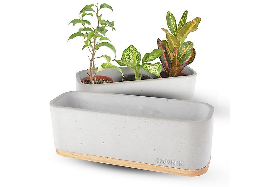 Bannik Blumentopf aus Beton und Holz - handgefertigt - Pflanztopf modern (1 günstig online kaufen