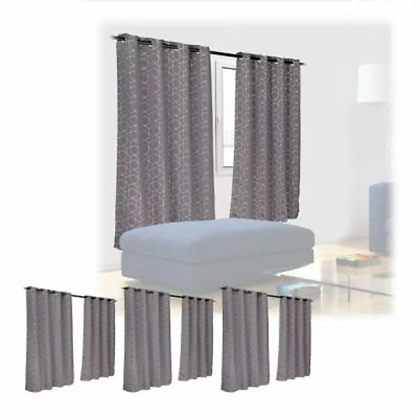 relaxdays 8 x Vorhang mit Muster 175 x 135 cm grau günstig online kaufen