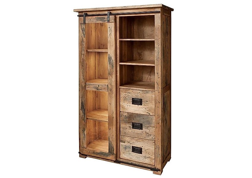 Massivmoebel24 Standvitrine RAILWAY (Mango 100x45x175 natur lackiert RAILWA günstig online kaufen