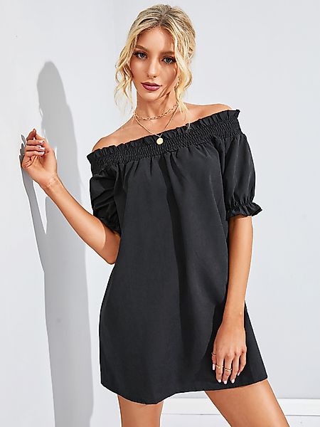 Schulterfreier Mini Kleid in Schwarz günstig online kaufen