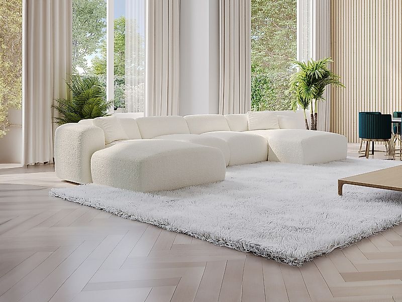 Große Wohnlandschaft - Bouclé-Stoff - Weiß - POGNI von Maison Céphy günstig online kaufen