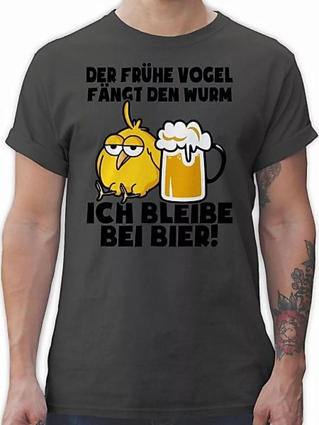 Shirtracer T-Shirt Der frühe Vogel fängt den Wurm! Ich bleibe bei Bier! - s günstig online kaufen