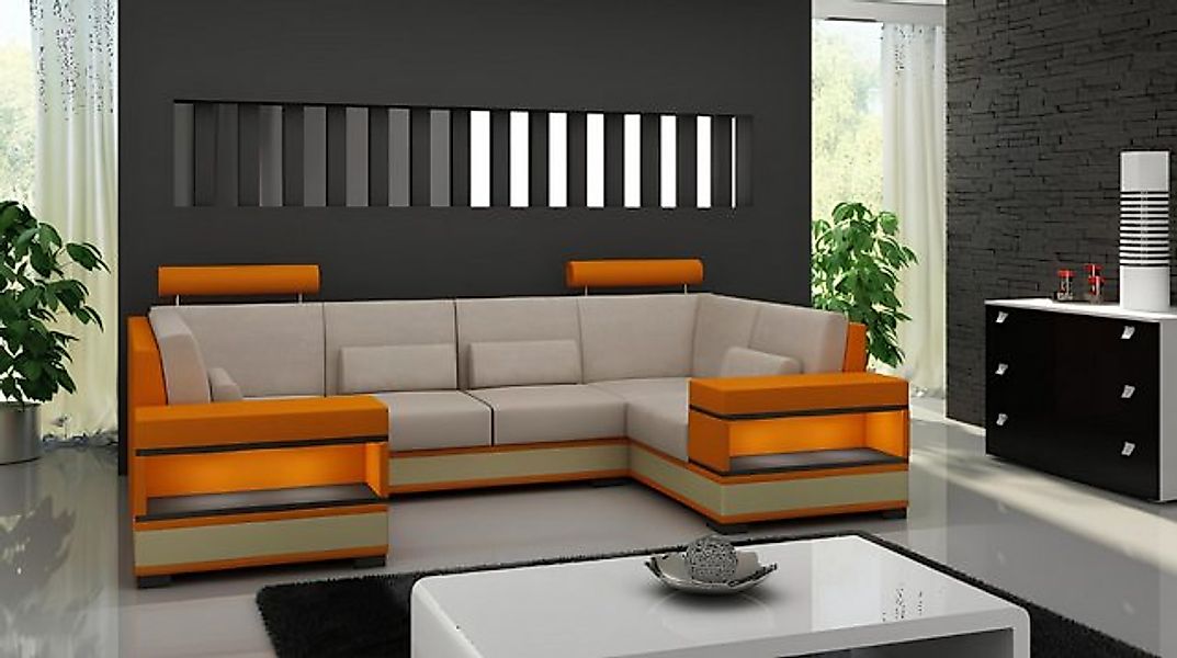 JVmoebel Wohnlandschaft Sofa Couch Ecksofa + Beleuchtung U Form NEU Wohnlan günstig online kaufen