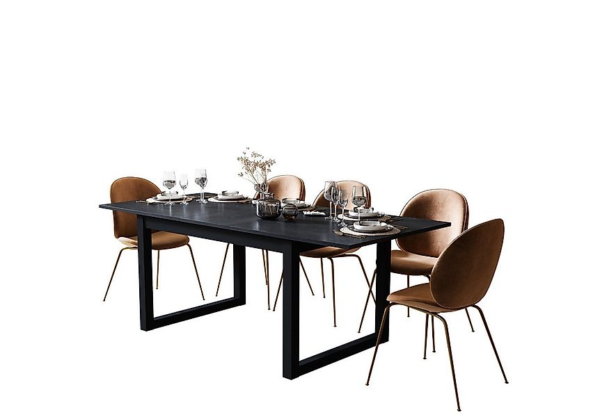 Newroom Esstisch Vincent, ausziehbar 160-200 cm in Schwarz Schiefer Modern günstig online kaufen