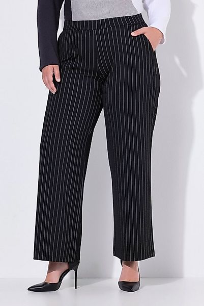 Ulla Popken Schlupfhose Hose Mary Nadelstreifen weites Bein Elastikbund günstig online kaufen
