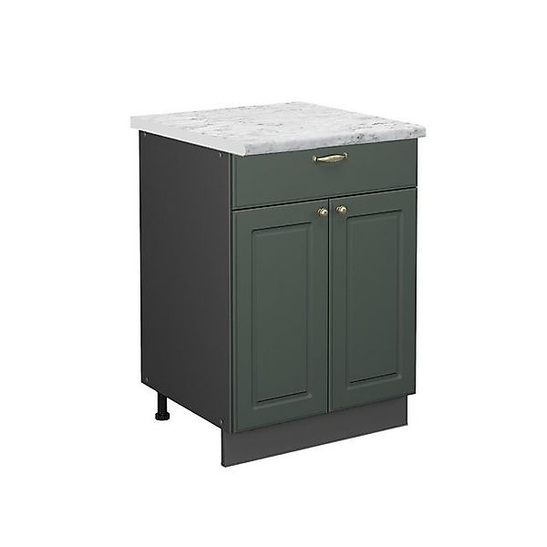 Vicco Küchenunterschrank Fame-Line Grün-Gold Landhaus/Anthrazit 60 cm mit S günstig online kaufen