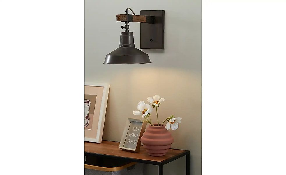 Wandleuchte  1-flammig  schwarz/holz  Max ¦ holzfarben Lampen & Leuchten > günstig online kaufen