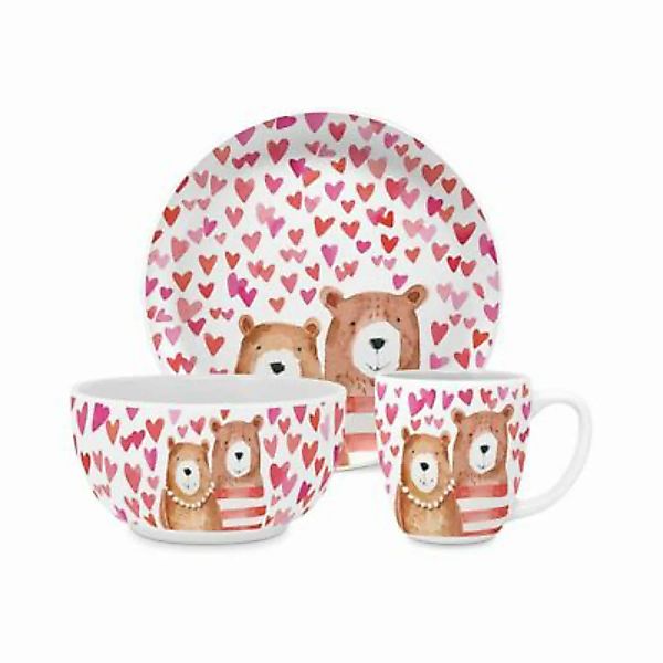 ppd Kindergeschirr Set 'Love Bears' 3-teilig Kindergeschirrsets rosa/rot günstig online kaufen