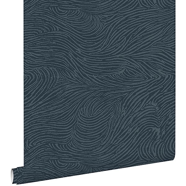ESTAhome Tapete 3D Wellenförmige Linien Dunkelblau 0.53 x 10.05 m 139665 günstig online kaufen