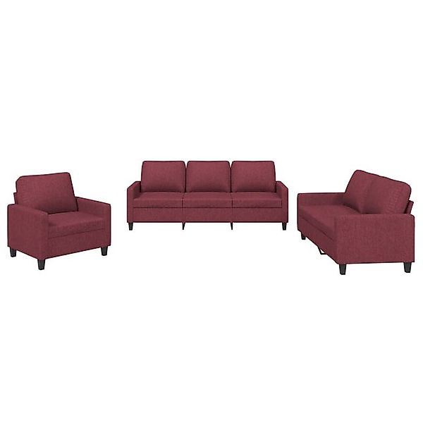 vidaXL Sofa 3-tlg. Sofagarnitur mit Kissen Weinrot Stoff günstig online kaufen