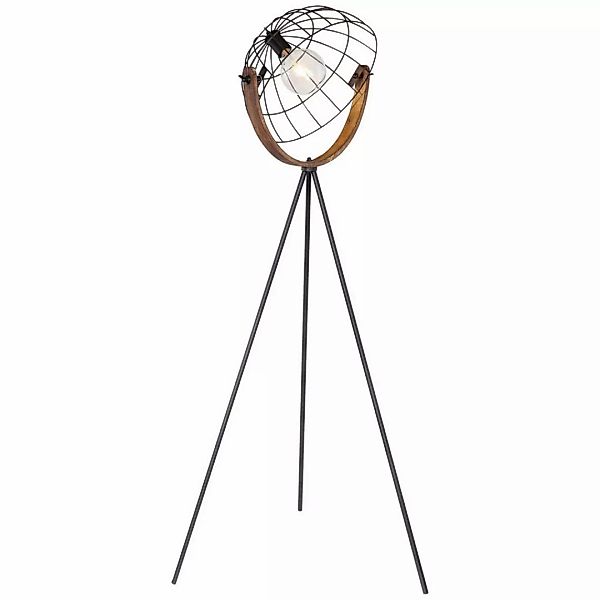 GLOBO Stehleuchte NETTY 54306S schwarz Metall Echtholz H/D: ca. 160x60 cm E günstig online kaufen