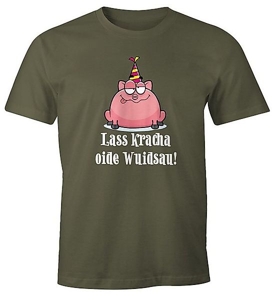 MoonWorks Print-Shirt Herren T-Shirt Geburtstag Schwein Spruch Lass kracha günstig online kaufen