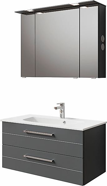 Saphir Badmöbel-Set "Serie 6025 2-teilig Mineralmarmor-Waschtisch mit LED-S günstig online kaufen