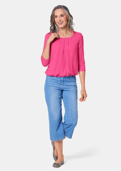 GOLDNER Kurzarmbluse Kurzgröße: Chiffon-Shirt mit 3/4-Arm, günstig online kaufen