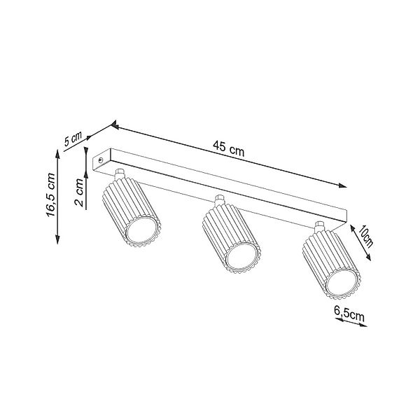 Deckenstrahler Karbon, weiß, Länge 45 cm, Aluminium, 3-flg. günstig online kaufen