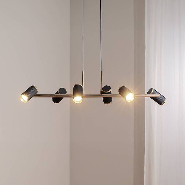 Hängelampe Lume schwarz/gold antik Länge 86 cm 6-flg. Metall günstig online kaufen